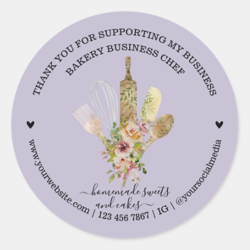 Lilac Food Store Catering Bakery Chef Classic Round Sticker