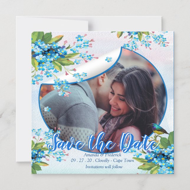 Lilac Forget-me-not Flower Save the dates Announce Magnetic Invitation (Front)