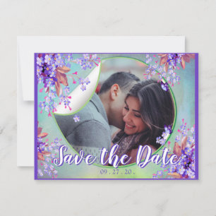 Lilac Forget-me-not Flower Save the dates Announcement