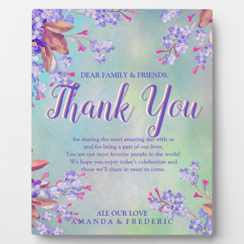 Lilac Forget_me_not flowers thank You Plaque