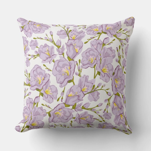 Lilac Freesia Throw Pillow (Front)