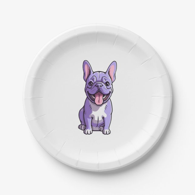 Lilac French Bulldog 2 Paper Plates (Front)