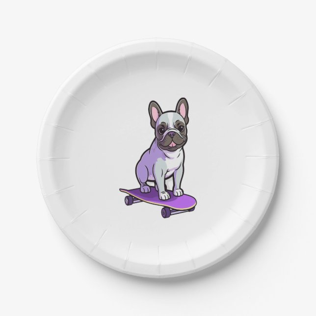 Lilac French Bulldog 3 Paper Plates (Front)