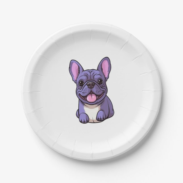 Lilac French Bulldog 7 Paper Plates (Front)