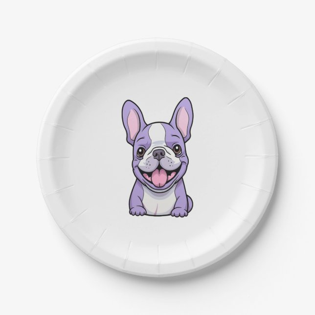 Lilac French Bulldog 8 Paper Plates (Front)