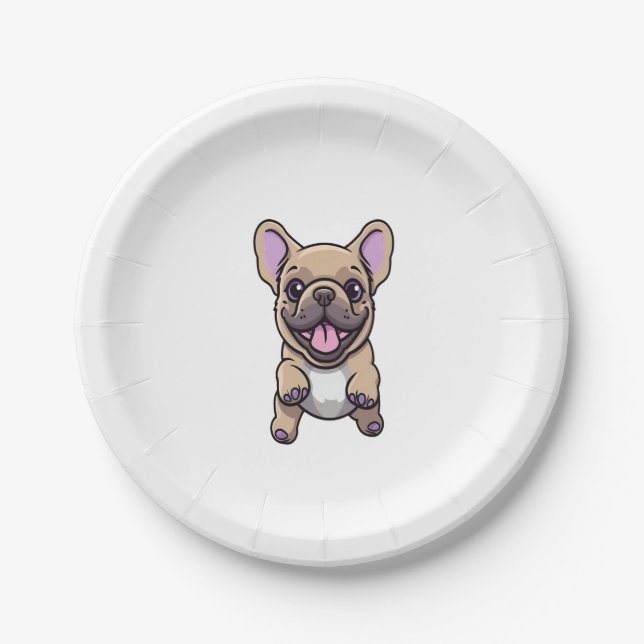Lilac French Bulldog 9 Paper Plates (Front)