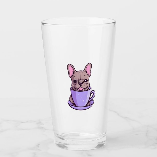 Lilac French Bulldog  Glass (Front)