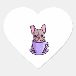 Lilac French Bulldog Heart Sticker