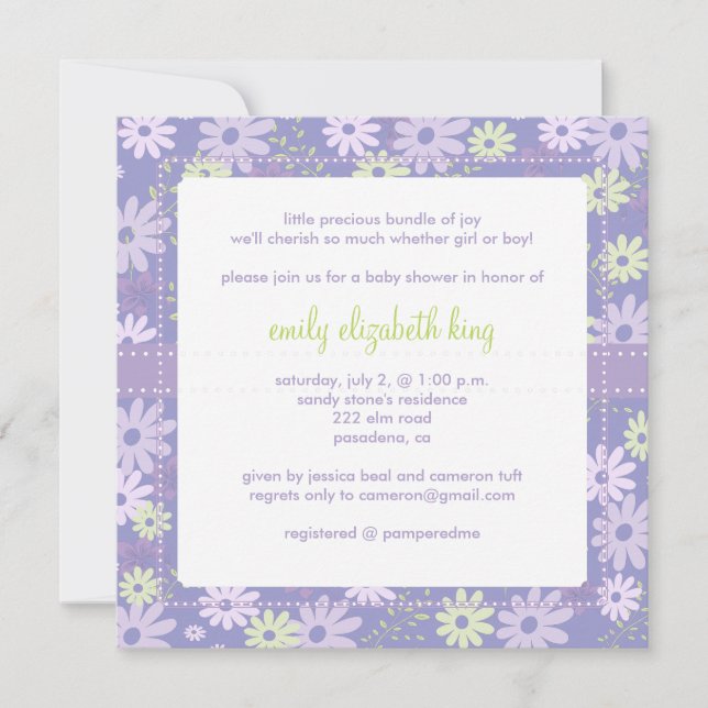 Lilac ~ Garden baby shower Invitation (Front)