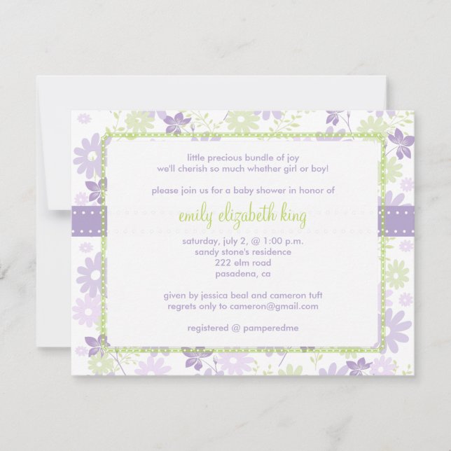 Lilac ~ Garden baby shower Invitation (Front)