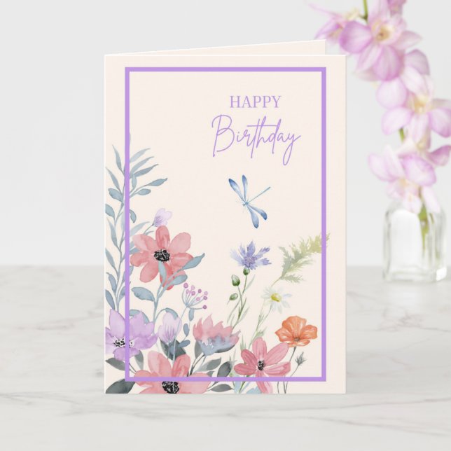 Lilac Garden Birthday Card (Orchid)