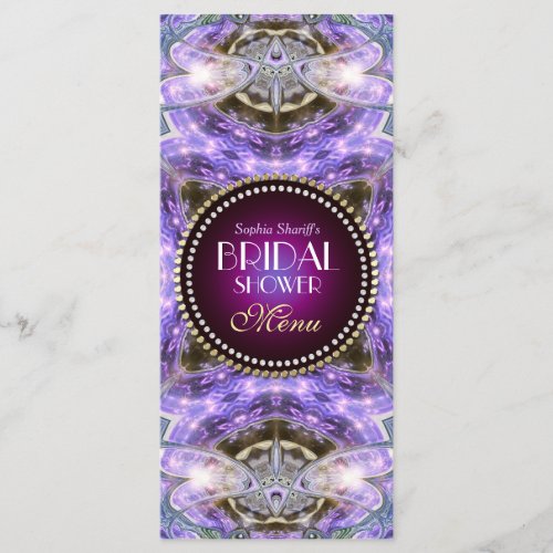 Lilac Geo Dragonfly Magic Bridal Shower 4x9 Menu
