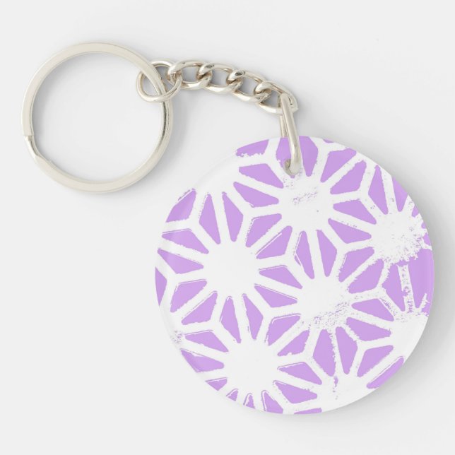 Lilac geometric pattern keychain (Front)