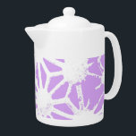 Lilac geometric pattern teapot<br><div class="desc">Lilac and white geometric pattern</div>