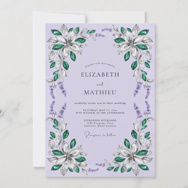 Lilac Gilded Bloom Romance Wedding Invitation (Front)