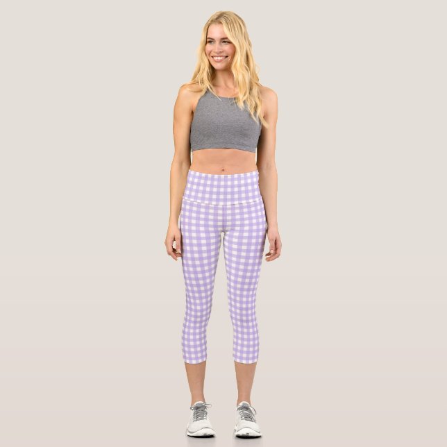 Lilac Gingham Capri Leggings (Front)