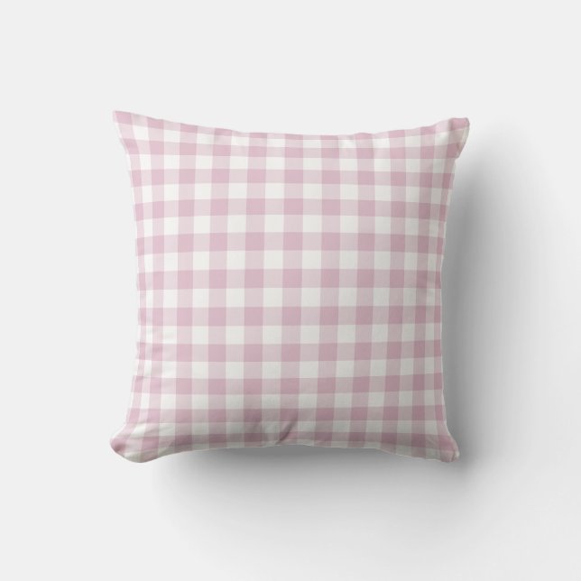 Lilac Gingham Check Soft Cottage Throw Pillow (Front)