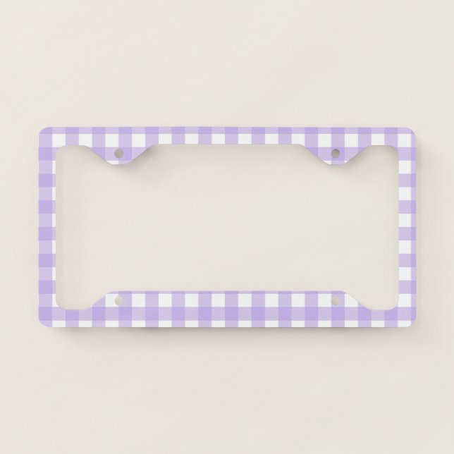 Lilac Gingham License Plate Frame (Front)