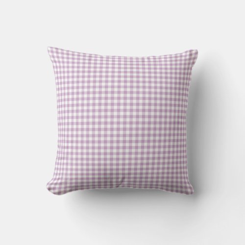 Lilac Gingham Throw Pillow