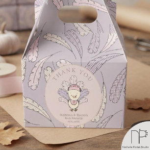 Lilac Gingham Turkey Baby Shower Favor Box