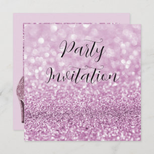 Lilac Glitter Bokeh & Stilettos Birthday Invitation