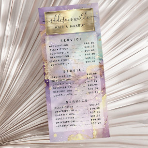 Lilac Glitter Watercolor Faux Gold Foil Price Rack Card