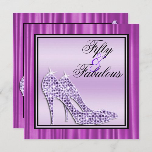 Lilac Glittery Stilettos  Music Fabulous 50 Invitation