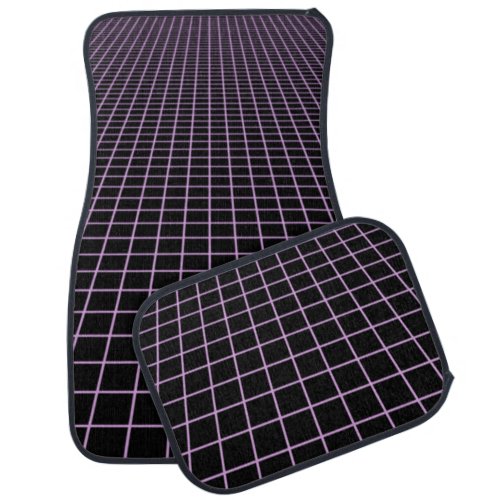 Lilac Glow grid on black Car Mat