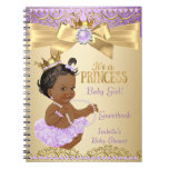 Lilac Gold Ballerina Princess Baby Shower Ethnic Notebook at Zazzle