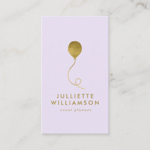 Lilac & Gold Balloon Event Planner Social Media Business Card