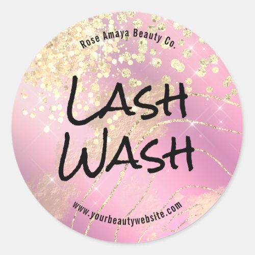 Lilac Gold Glitter Sparkle Lash Cleaner Classic Round Sticker