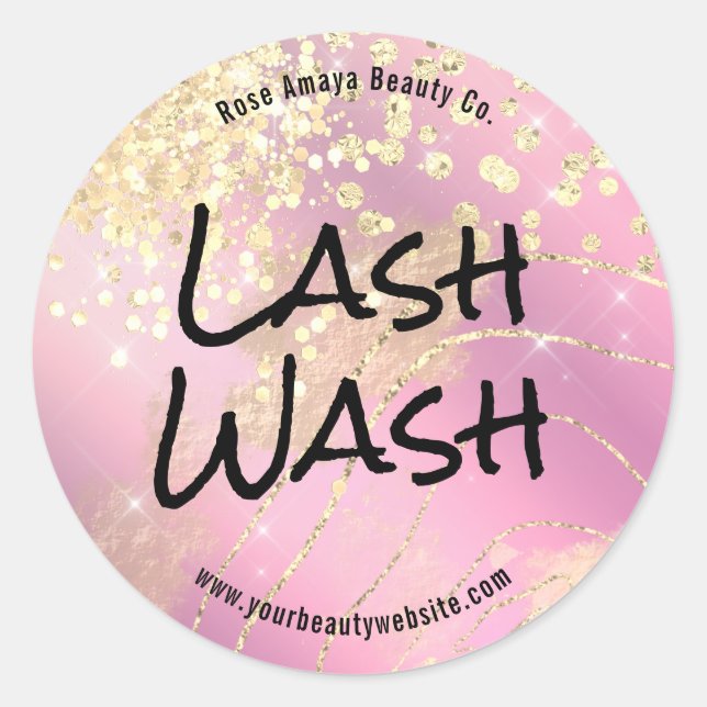 Lilac Gold Glitter Sparkle Lash Cleaner Classic Round Sticker (Front)