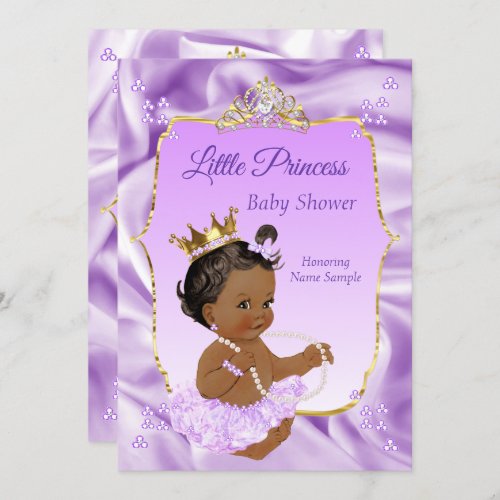 Lilac Gold Princess Baby Shower Ethnic Girl Invitation