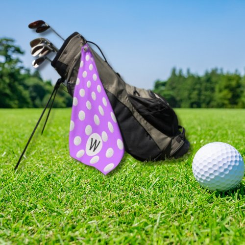 Lilac Golf Ball Pattern Monogram Personalized Golf Towel