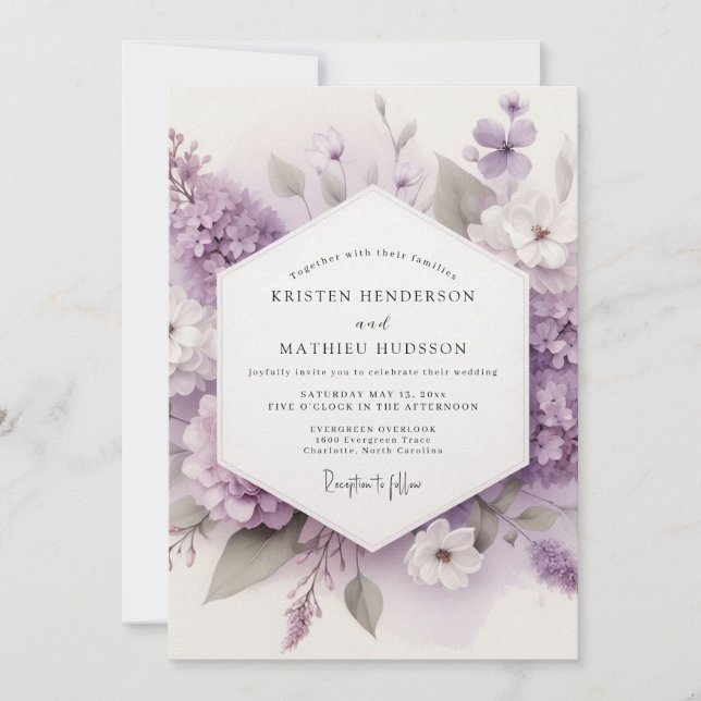 Lilac Gossamer Bloom Wedding Invitation (Front)
