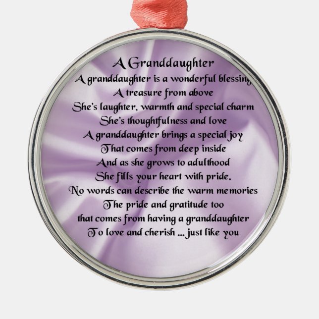 lilac   Granddaughter Poem Metal Ornament (Front)