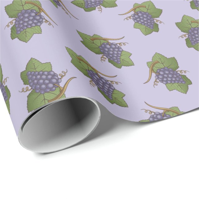 Lilac Grapes Pattern Wrapping Paper (Roll Corner)