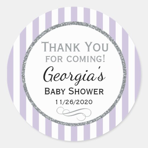 Lilac Gray Baby Shower Thank You Favor Tags