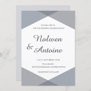 Lilac gray blue geometric elegant modern wedding invitation