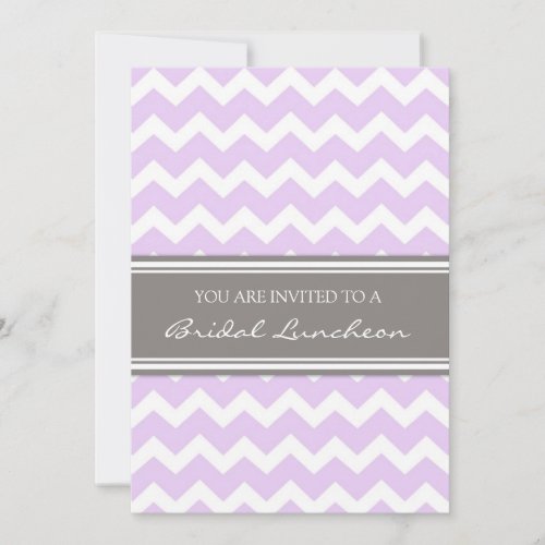Lilac Gray Chevron Bridal Lunch Invitation Cards