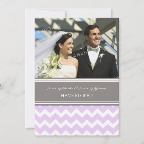 Lilac Gray Chevron Photo Elopement Announcement