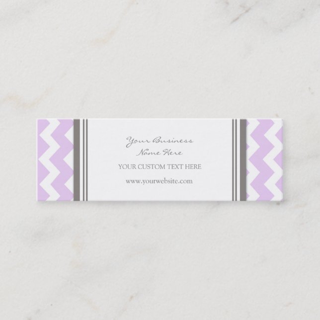 Lilac Gray Chevron Retro Business Cards (Front)