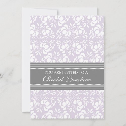 Lilac Gray Damask Bridal Lunch Invitation Cards