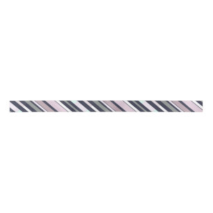 Lilac Gray Pastel Pink Elegant Stripe Patterned Satin Ribbon