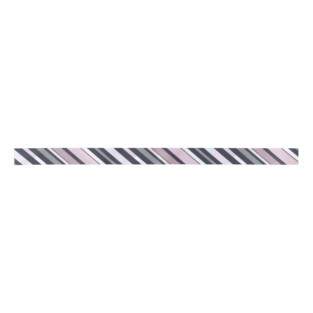 Lilac Gray Pastel Pink Elegant Stripe Patterned Satin Ribbon (Front)