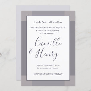 Lilac gray white blush elegant modern wedding invitation