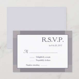 Lilac gray white blush modern wedding RSVP Invitation