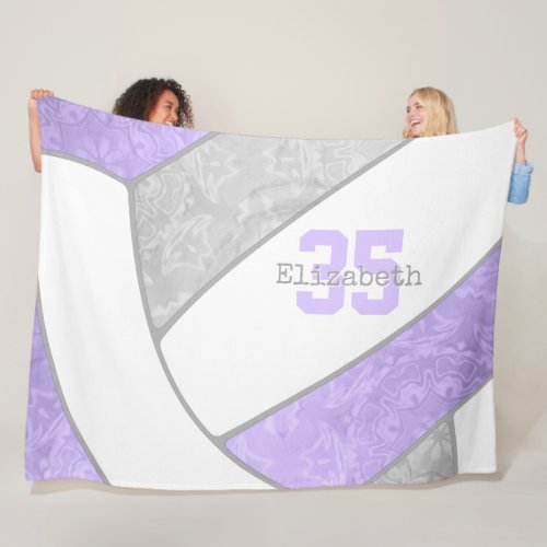 lilac gray white volleyball girls sports room fleece blanket