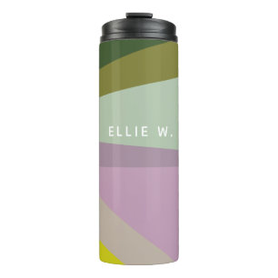 Lilac Green Geometric Color Block Personalized Thermal Tumbler