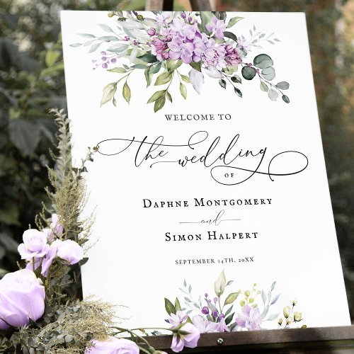 Lilac Greenery Boho Welcome Wedding Sign